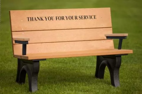 Engraved online wooden bench