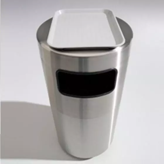 39Gallon Stainless Steel Trash Receptacle with Tray Top Cleanline 39