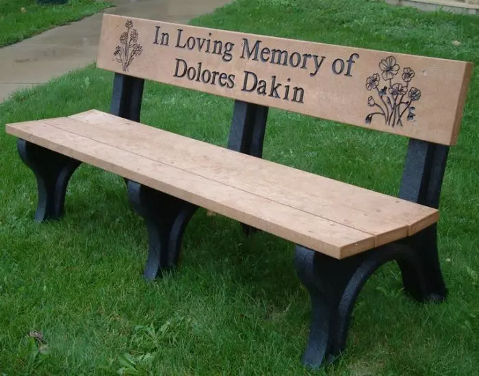 Memorial Bench Park 6' Landmark Memorial Bench recycled plastic