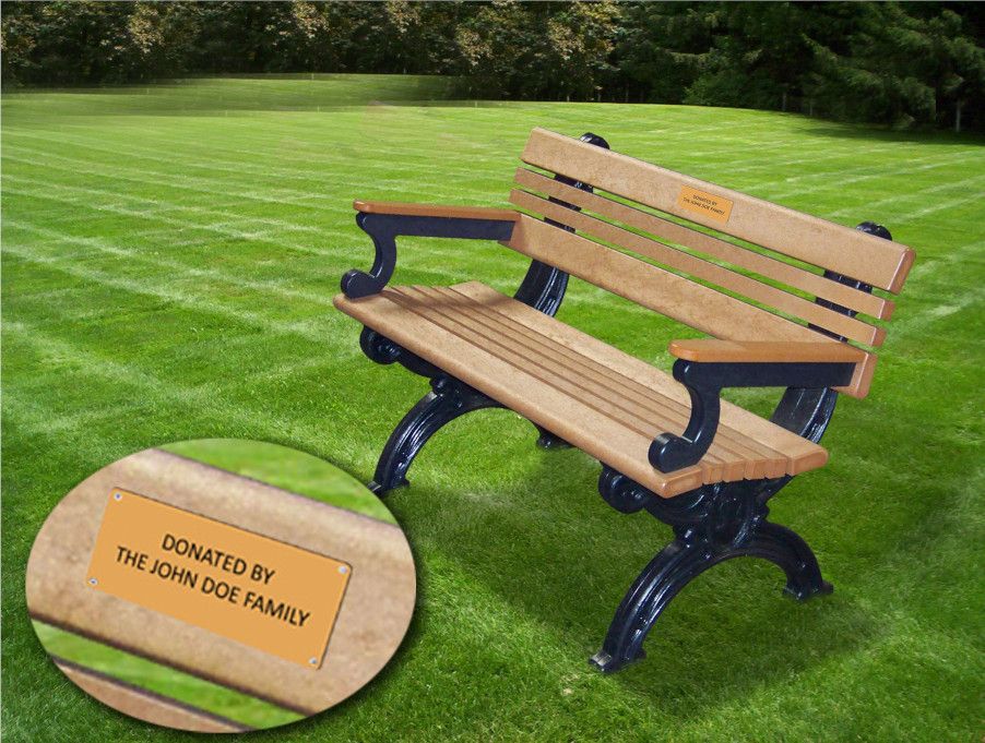 Plastic Laminated Plaque Memorial Park Bench Plastic Laminated Plaque Memorial Park Bench