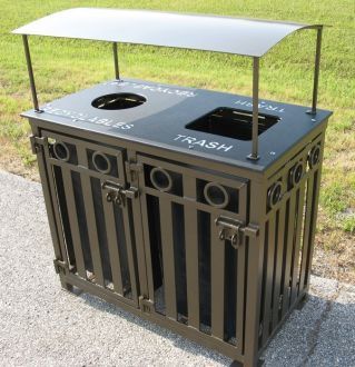 36-Gallon Steel Top Dual Recycling Receptacle