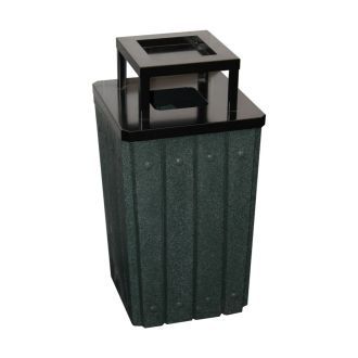 32 gallon molded trash receptacle with metal top and ash tray
