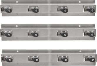 Mop & Broom Holder, 4 Cam, Steel, Stainless Steel (groups of 3)