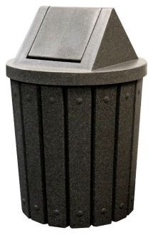 42-Gallon Molded Slat Trash Receptacle With Swing Door