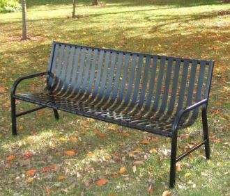 5 Foot Steel Street Park Bench with Vertical Slats