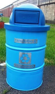 Recycle Bin 55-Gallon Drum with many Plastic Top options