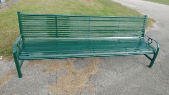 8 Foot Steel Park Bench with Horizontal Slats