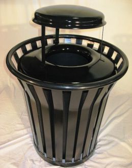 45-Gallon Steel Trash Receptacle with Rain Guard