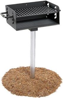 Pedestal Mounted Rotating Grill with Adjustable Grate and 280 Sq. Inches of Grilling Area