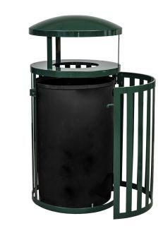 Streetscape 45 Gallon Outdoor Trash Receptacle with Door and Canopy 