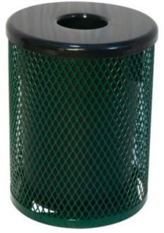 32 Gallon Heavy Duty Diamond Pattern Expanded Metal Trash Receptacle with UltraCoat Thermoplastic Coating