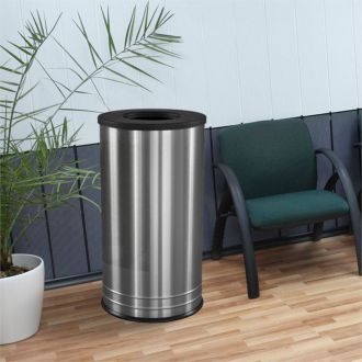 Interior Waste Receptacle Stainless Steel with Black Top
