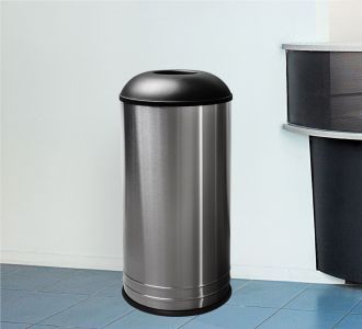 18-Gallon Trash Receptacle with Domed Top, Stainless Steel