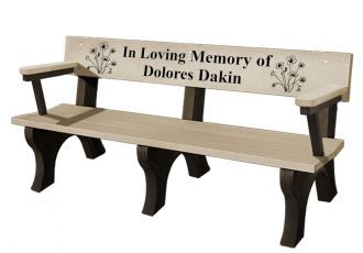 6 Foot Landmark Memorial Park Bench with Armrest