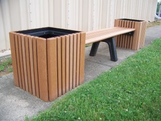 Square Planters and Bench Combo