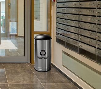 Café Style 18-Gallon Stainless Steel Recycling Bin and Trash Can