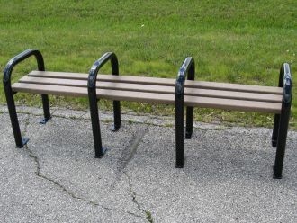 6 foot long backless recycled plastic and steel bench
