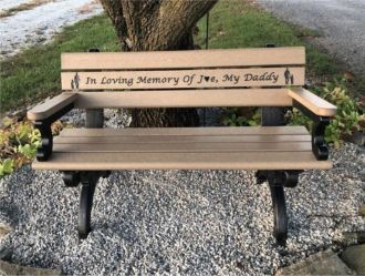 4-Foot Silhouette Memorial Park Bench With Armrest