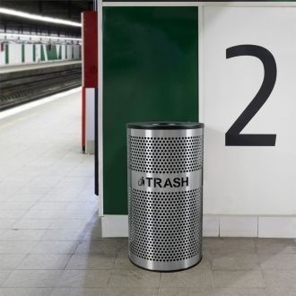 33-Gallon Perforated Stainless Steel Trash Receptacle