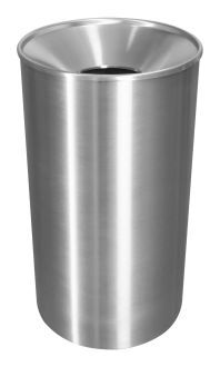 33-Gallon Stainless Steel Waste Receptacle, Funnel Top