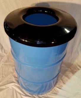 55-Gallon Drum Recycling Bin with Steel Top and Large Rain Guard