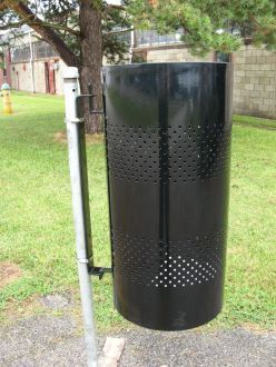 20 gal perforated trash receptacle