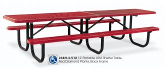 12 Foot Extra Heavy Duty ADA Shelter Table with Thermoplastic Finish Top and Seats