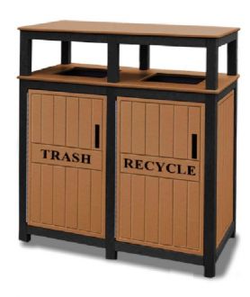 Dual Square Plastic Slatted Two Tone Recycle Bin