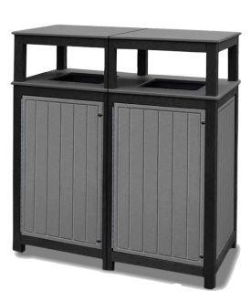 Dual Square Plastic Slatted Two Tone Recycle Bin
