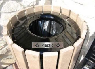 Recycling Receptacle 32 or 36-Gallon  Receptacle with Recessed Top and Recycled Plastic Slats