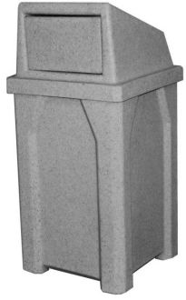 32-Gallon Square Trash receptacle with rain guard and door