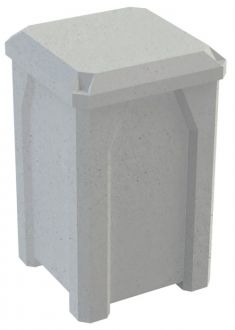 32-Gallon Square Trash Receptacle with Flat Lid Dust Cover and Liner