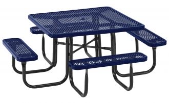 square picnic table thermoplastic coated with walk trough seating