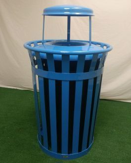 36 gallon steel slat recycle bin with rain guard