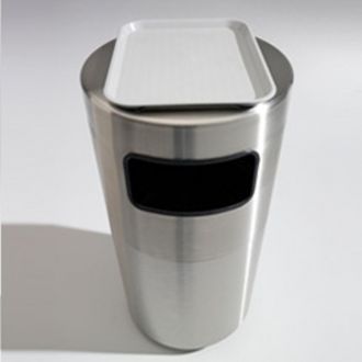 39-Gallon Stainless Steel Trash Receptacle with Tray Top