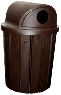 42-Gallon Molded Slat Trash Receptacle With 2 Way Recycle Dome Top