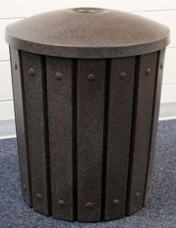 42-Gallon Molded Slat Trash Receptacle With Mushroom Top