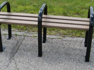 Steel and Recycled Plastic Backless Park Bench