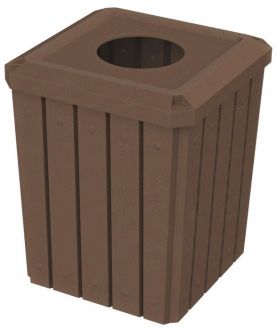 52-Gallon Square Slat Trash Receptacle with 10" Hole Recycle Lid