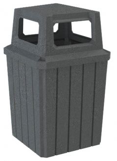 52-Gallon Square Slat Trash Receptacle with 4-Way Lid, Rain Guard  & Heavy Duty Liner