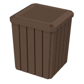 52-Gallon Square Slat Trash Receptacle with Flat Lid Dust Cover