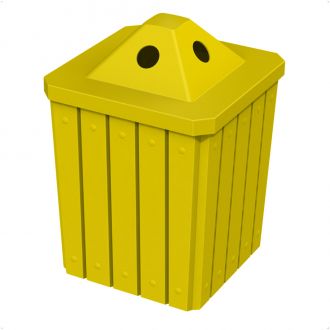 52-Gallon Square Slat Trash Receptacle with Pyramid Lid & Heavy Duty Liner