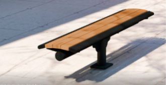 6 Foot Cantilevered Bench Steel Frame with Recycled Plastic Slats