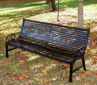 6 foot horizontal steel slats park bench