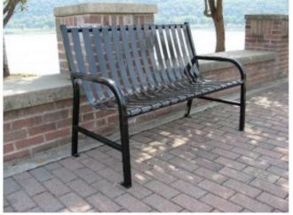 4 Foot Steel Park Bench with vertical slats