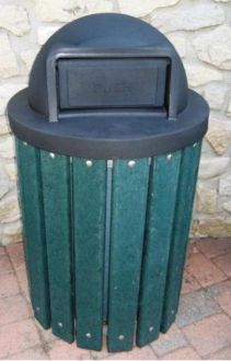 Trash Receptacle Recycled Plastic Receptacle with Plastic Dome Top w/Door