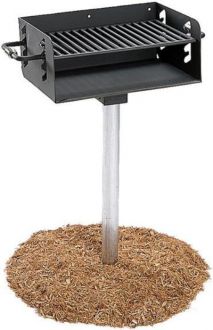Pedestal Mounted Rotating Grill with Adjustable Grate and 280 Sq. Inches of Grilling Area