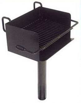 ADA Compliant (Wheelchair Accessable) Inground Pedestal  Mounted Rotating Grill with Infinitely Adjustable Grate and 300 Sq. Inches of Grilling Area