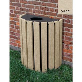 Half-Round 14 gallon recycled plastic Trash Receptacle