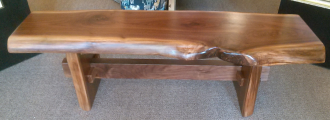 Live Edge Solid Walnut Backless Bench